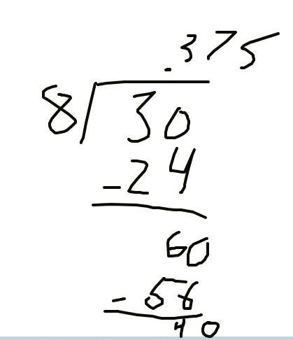 Change 3/8 to a decimal using long divison-example-1