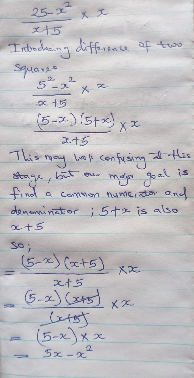 If f(x) = 25 -x^2 and g(x) = x + 5, what is (f/g)(x)? Write your answer in the simplest-example-1