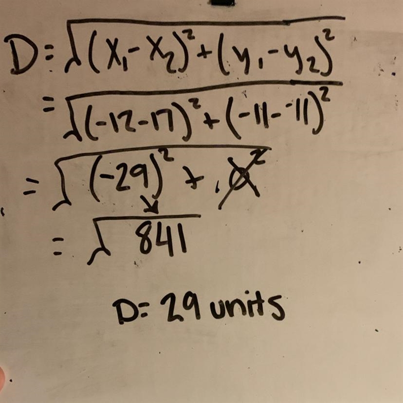 Find the distance between the points (-12, -11) and (17, -11). units-example-1