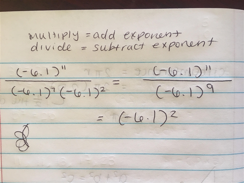 Simplify the expression. Write your answer as a power. (-6.1) 1 (-6.1).(-6.1)2 The-example-1