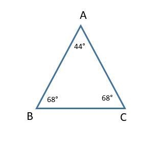 Consider the angle measurements. Which sides are congruent? A44 B68 C68 and this ia-example-1