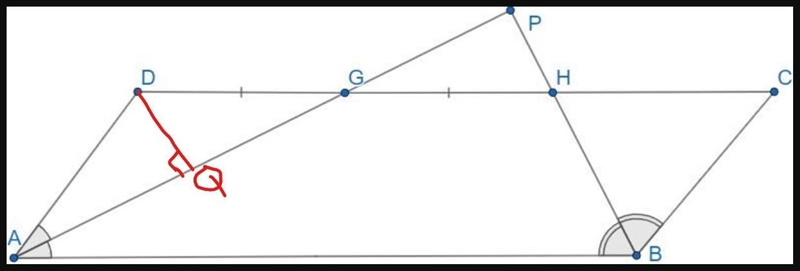 For the parallelogram ABCD the extensions of the angle bisectors AG and BH intersect-example-1