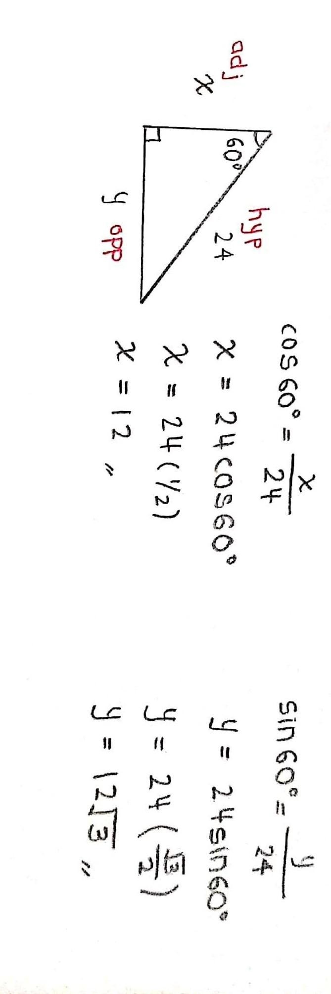 Find x and y on a 30 60 90 triangle number 9-example-1