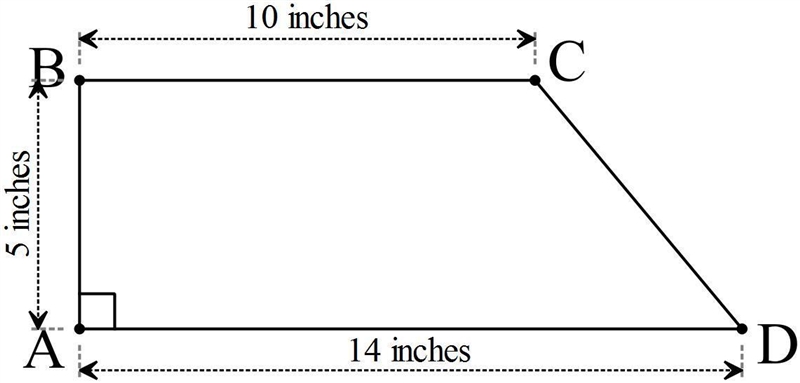 A trapezoid with a right angle and an area greater than 40 square inches-example-1