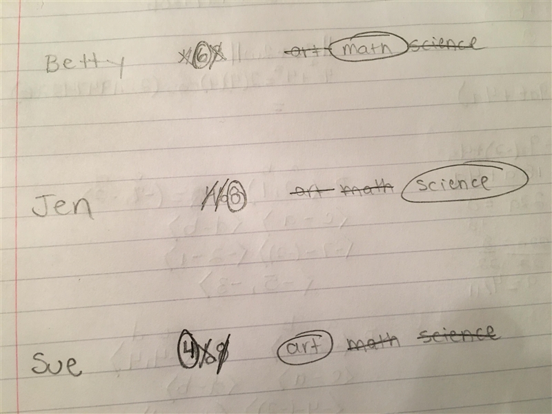 Make a 3-by-6 logic grid on your own paper. Use it to help you solve the logic puzzle-example-1