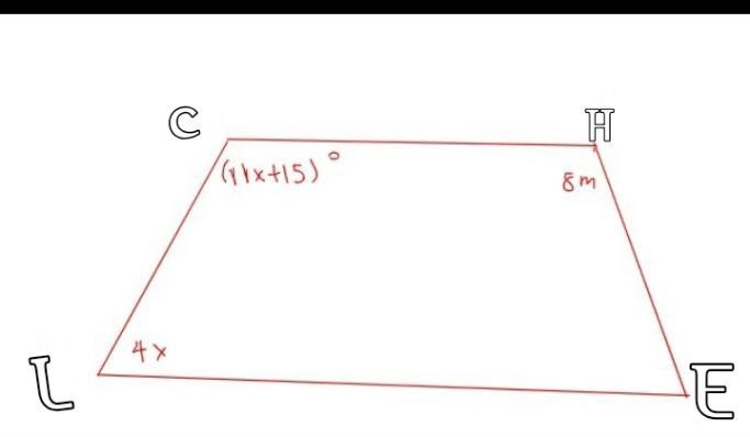 Determine the values of the variables in isosceles trapezoid CHLE below. Enter numbers-example-1