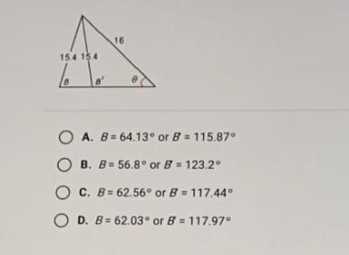 In the following triangle theta=60.Find the values of the angles of the angles B and-example-1