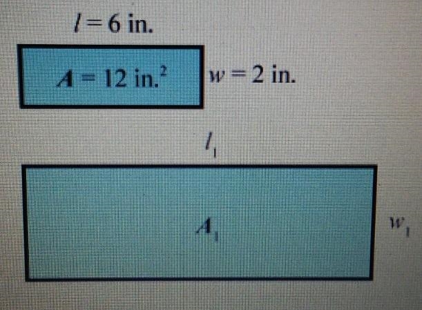 The smaller rectangle was scaled by a factor of 3 to produce the larger figure. Use-example-1