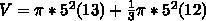 Which expression represents the volume, in cubic units, of the composite figure? pi-example-1