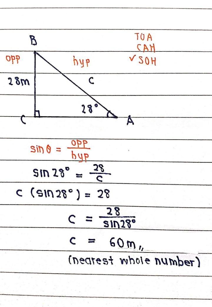 Find the measure of side c. c= (Round the answer to the nearest whole number.)-example-1