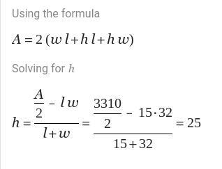 a rectangular prism has a surface are of 3310 square inches. if the rectangular prism-example-1