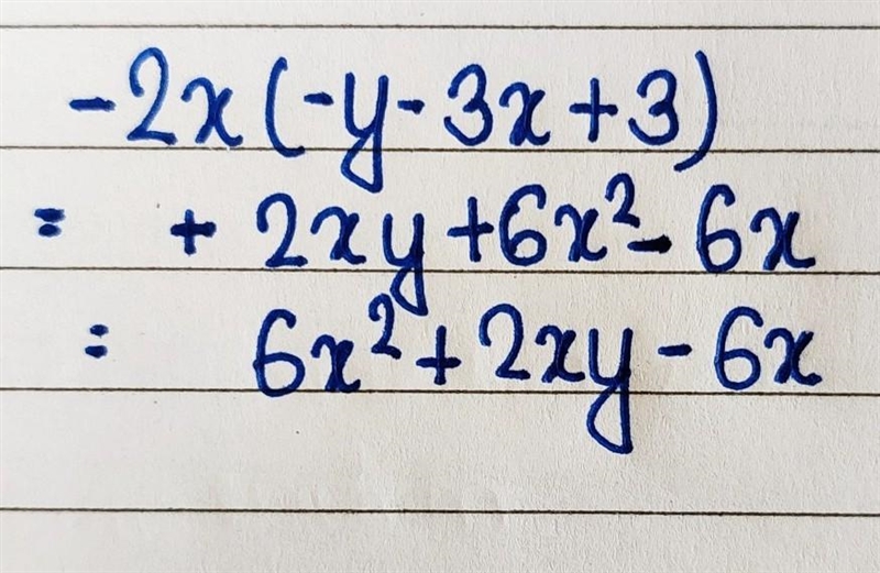 Find the product: -2x(-y - 3x + 3)-example-1