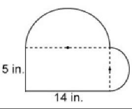 Two semicircles are attached to the sides of a rectangle as shown. What is the area-example-1