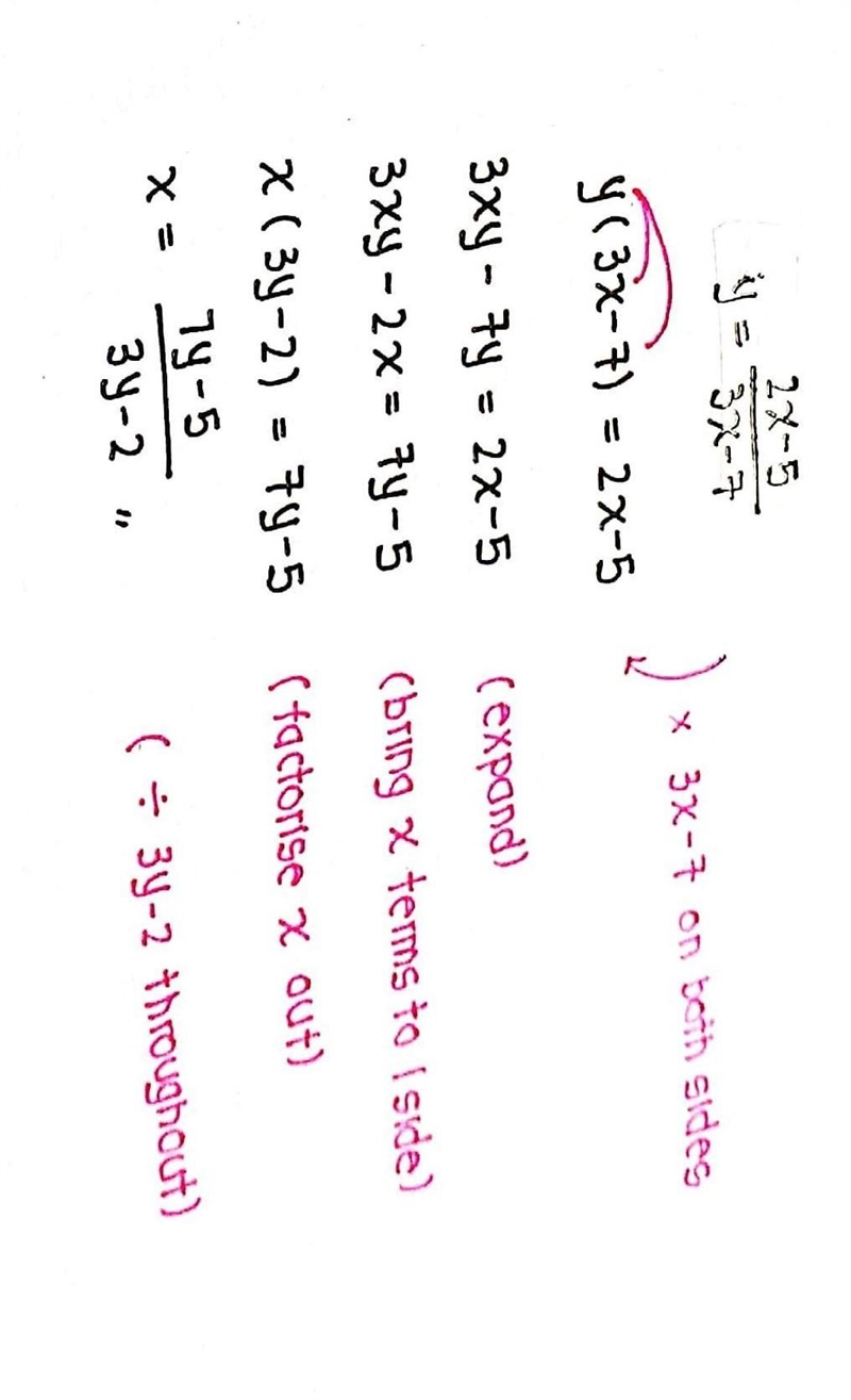 Y=2x-5/3x-7, make X subject-example-1