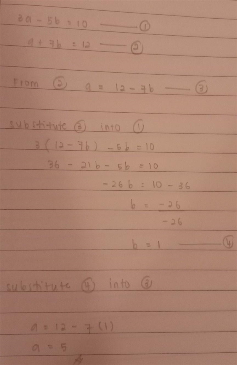 Solve the following systems of equations using the substitution method. What is the-example-1