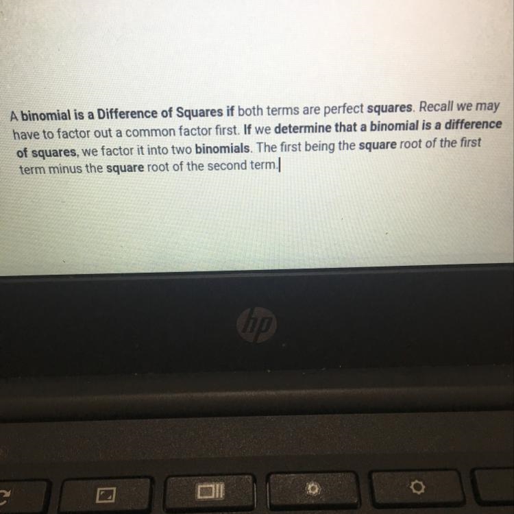 How to check if a binomial is a difference of squares ?-example-1