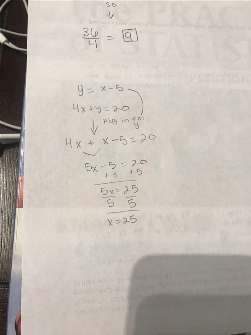 How do you source this problem Y=x-5 4x +y = 20-example-1