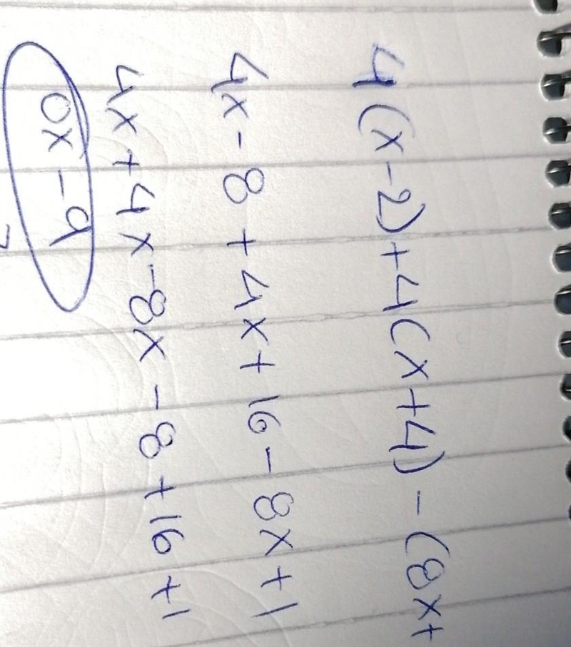 4(x−2)+4(x+4)−(8x+1)-example-1