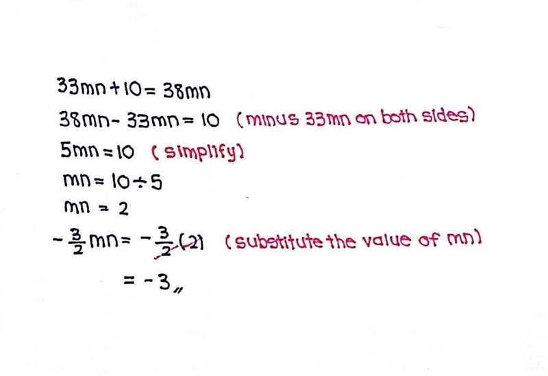 If 33mn + 10 = 38mn, then what is the value of -3/2mn?-example-1