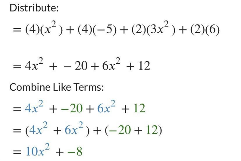 4(x^2 - 5) + 2(3x^2 + 6)-example-1