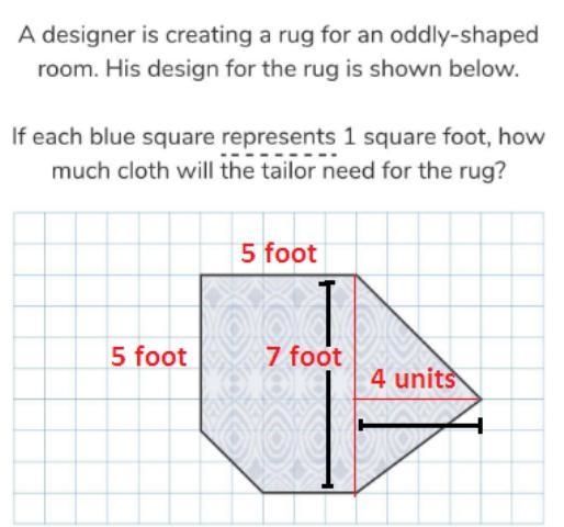 A designer is creating a rug for an oddly shaped room. His design for the rug is shown-example-1