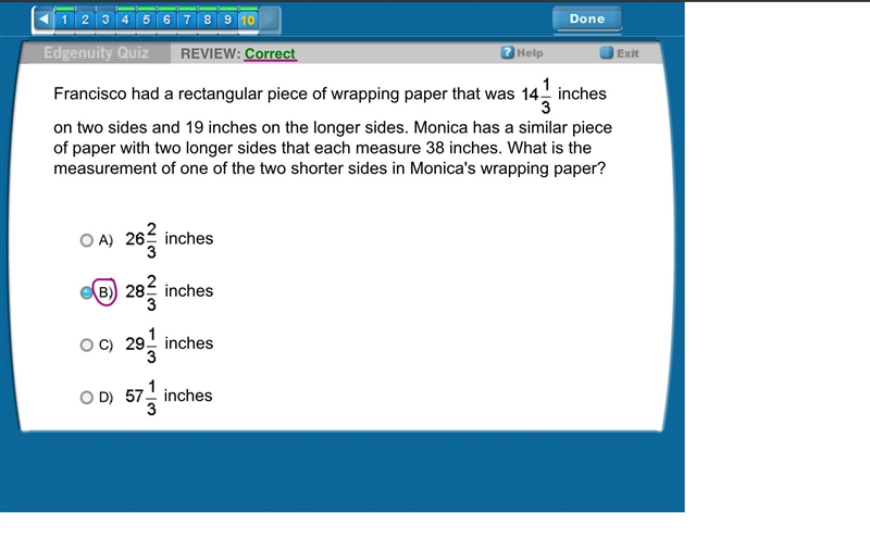 Francisco had a rectangular piece of wrapping paper that was 14 1/3 inches on two-example-1