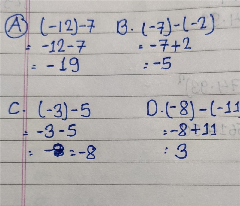 5. Which will result in a positive number? O A.(-12) – 7 O B.(-7) – (-2) O c.(-3) - 5 O-example-1