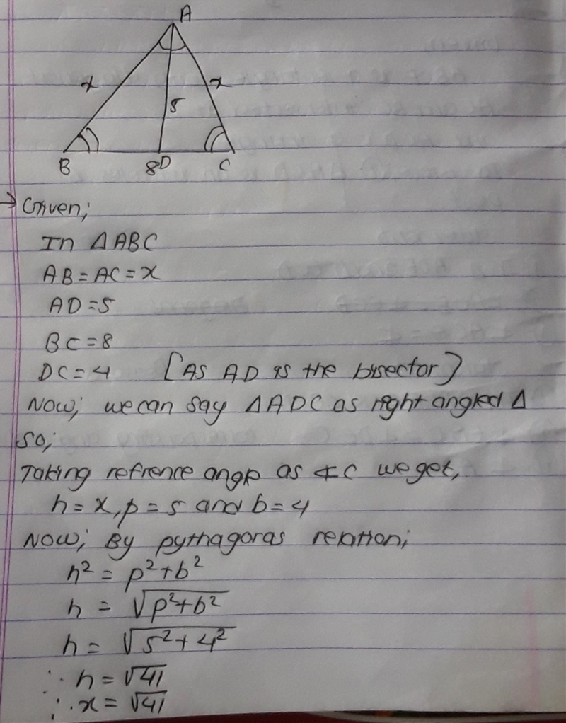 Find the value of x in the triangle shown below.-example-1