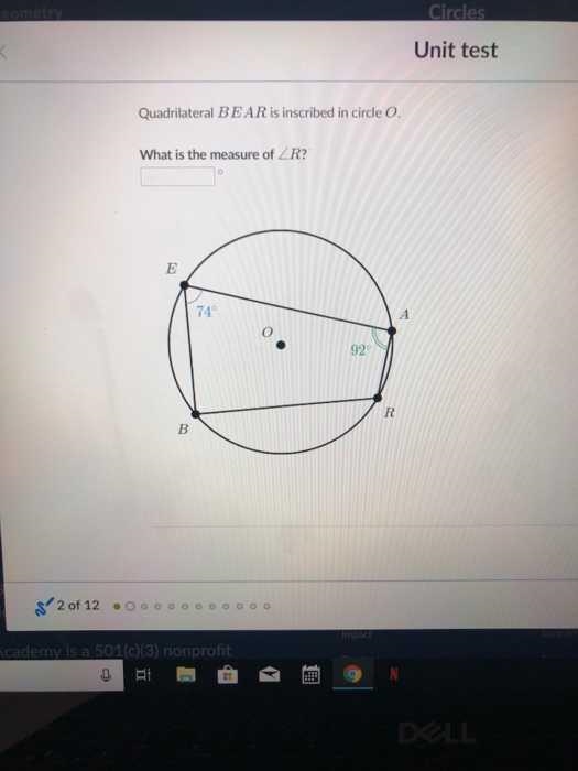 Quadrilateral B E A R is inscribed in circle O what os the measure of angle R-example-1