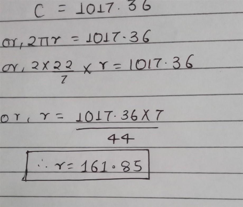 What is the radius of a circumference of 1,017.36 units-example-1