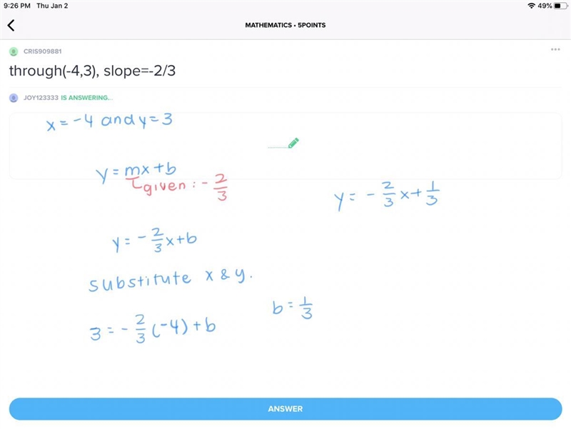 Through(-4,3), slope=-2/3-example-1