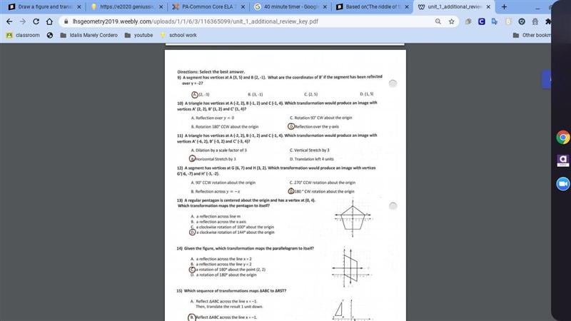 Draw a figure and translate it 3 units to the right, reflect in the y axis and rotate-example-1