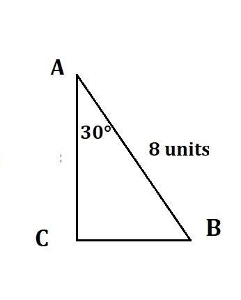 In the right triangle shown, A= 30° and AB = 8. How long is BC? Answer exactly, using-example-1