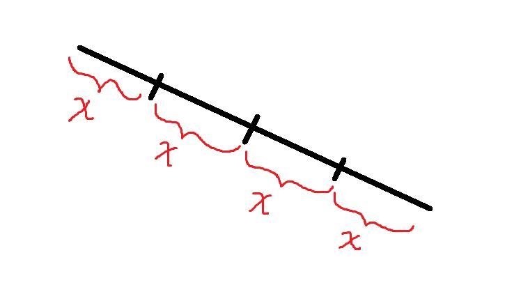 Divide a given line segment into four congruent parts. Bisect once and then bisect-example-1