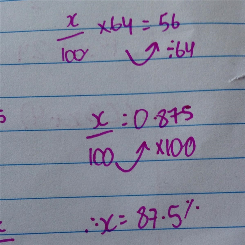 What percent of 64 is 56​?-example-1