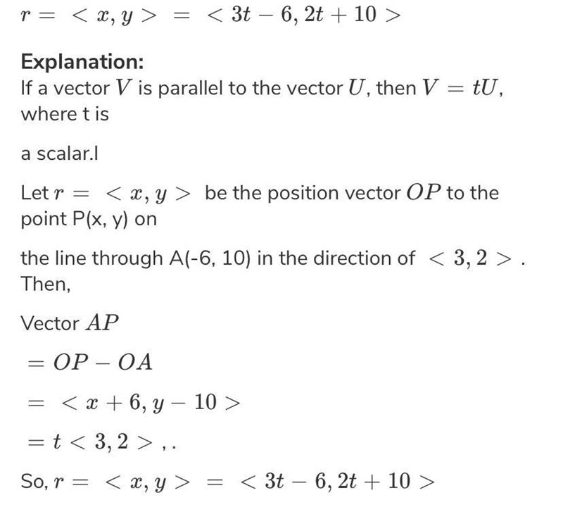 Write a vector equation of the line that passes through P(-1,6) and is parallel to-example-1