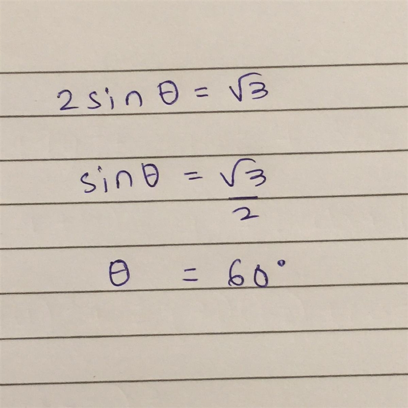 2 sin 2theta = root 3 , find the value of theta-example-1