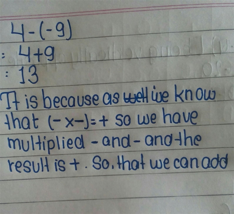 How can we rewrite 4 - (-9) as an addition problem?-example-1