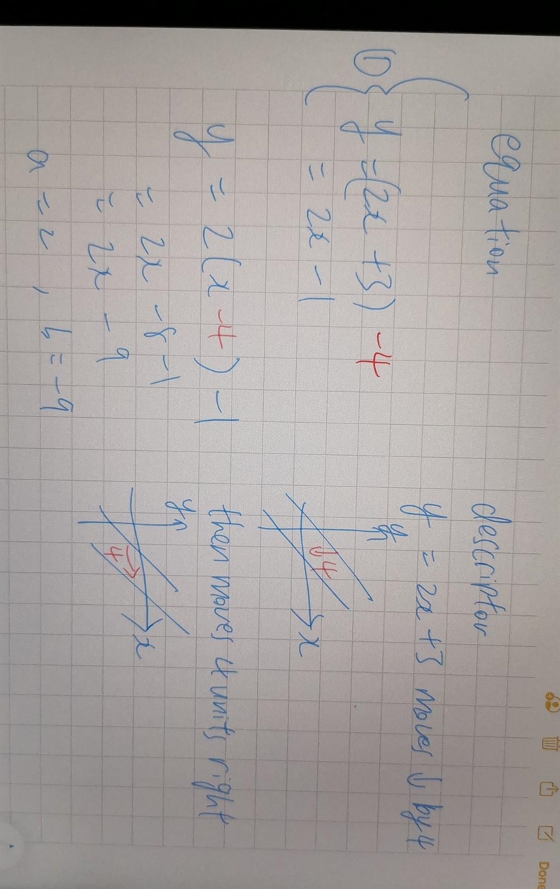 If a linear function y = 2x + 3 moves down 4 units, and then moves right 4 units to-example-1