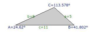 A triangle has one side that measures 5 ft, one side that measures 8 ft, and one side-example-1