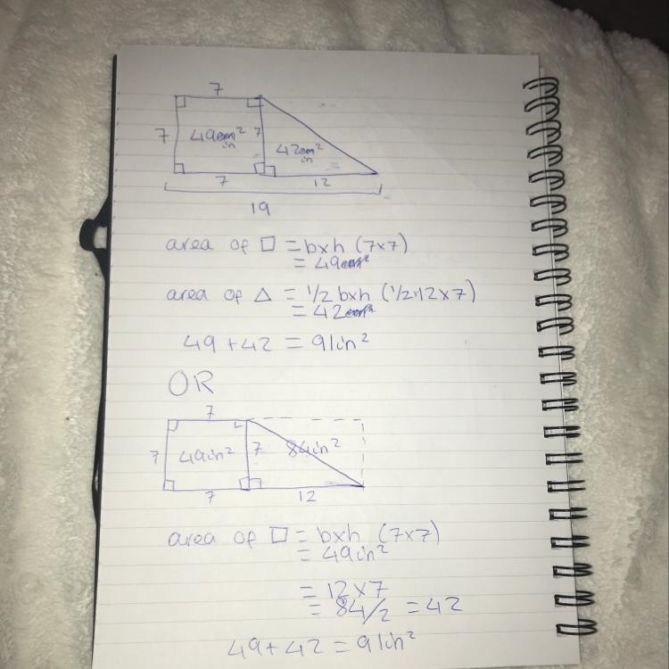 Please help! AREA OF COMPOSITE FIGURES, what is the area of this figure in photo!??? A-example-1