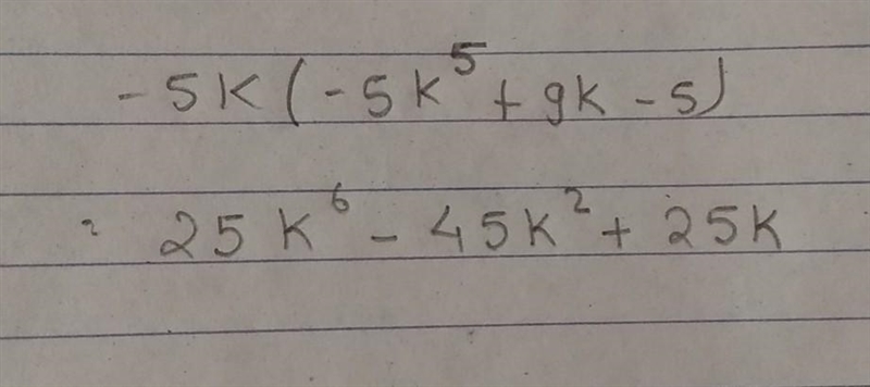 Find the product and simplify your answer. -5k(-5k5+9k - 5)​-example-1