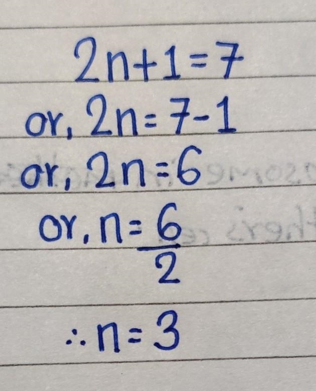 2n + 1 =7 Show work please-example-1