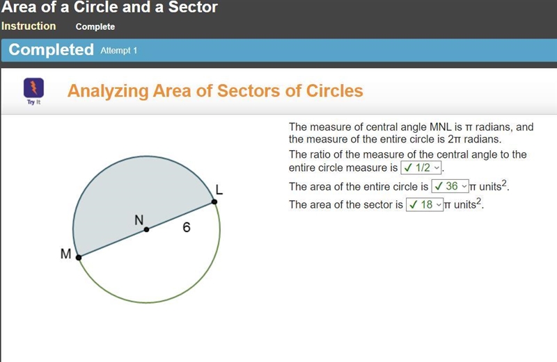 The measure of central angle MNL is π radians, and the measure of the entire circle-example-1