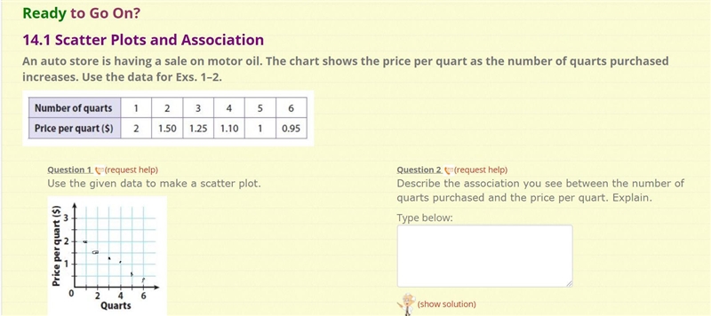 An auto store is having a sale on motor oil. The chart shows the price per quart as-example-1