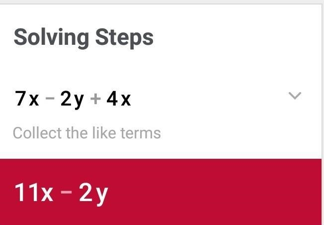 What are the like terms in this expression? 7x - 2y + 4x-example-1