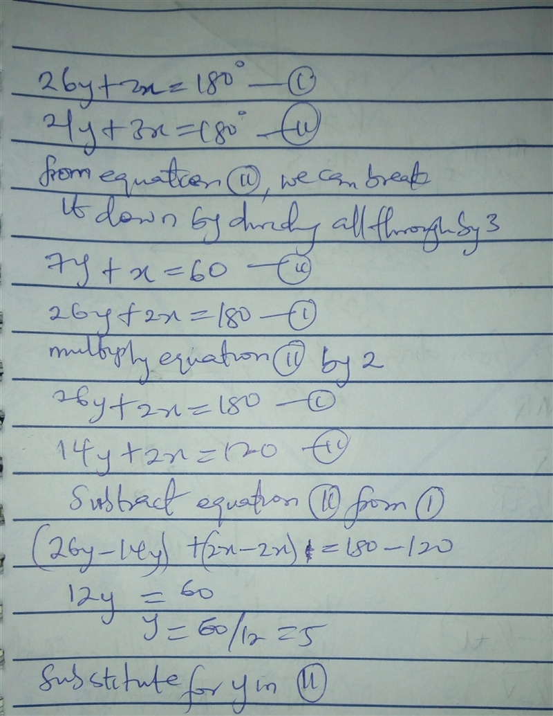 Solve for the variables. if a quadrilateral is inscribed in a circle, it's opposite-example-2