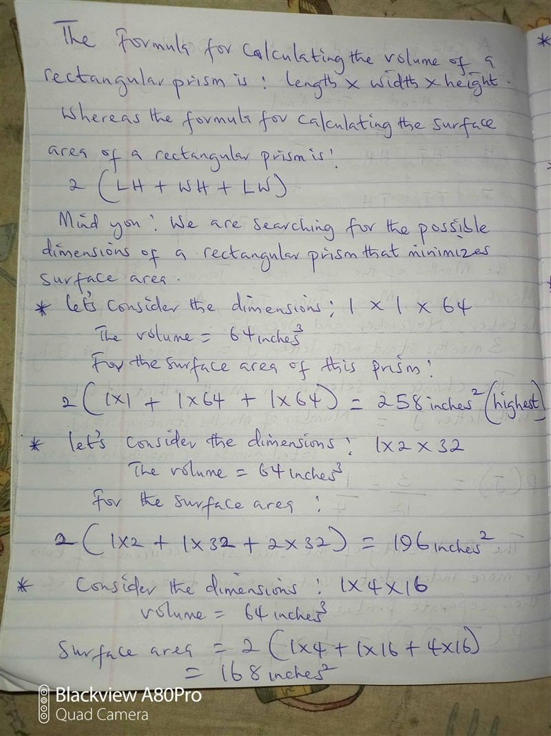 What is the least and greatest amount of surface area possible on a rectangular prism-example-1