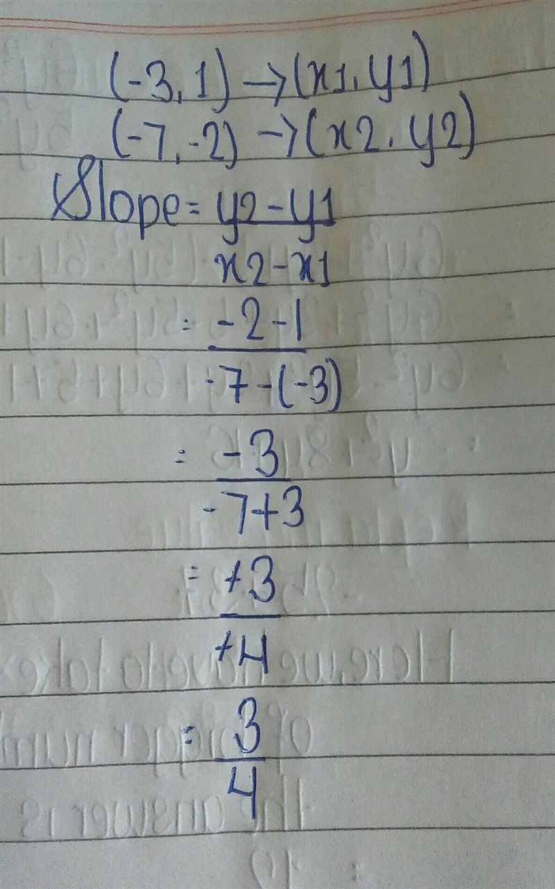 Line a: (-3,1) and (-7,-2) What is slope of line a?-example-1