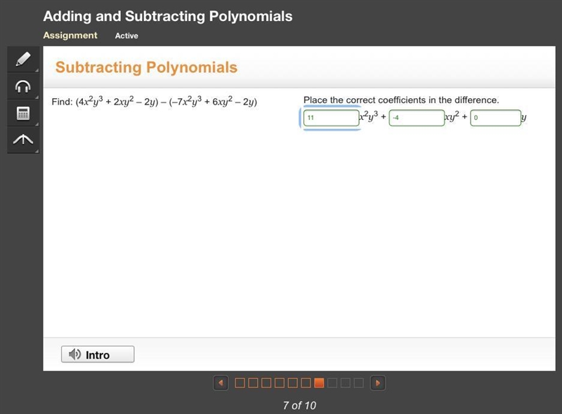 Place the correct coefficients in the difference-example-1